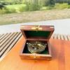 10.16 Cm Brass Sundial Compass with Wooden Box Maritime Navigation Instrument Nautical Collectible Gift