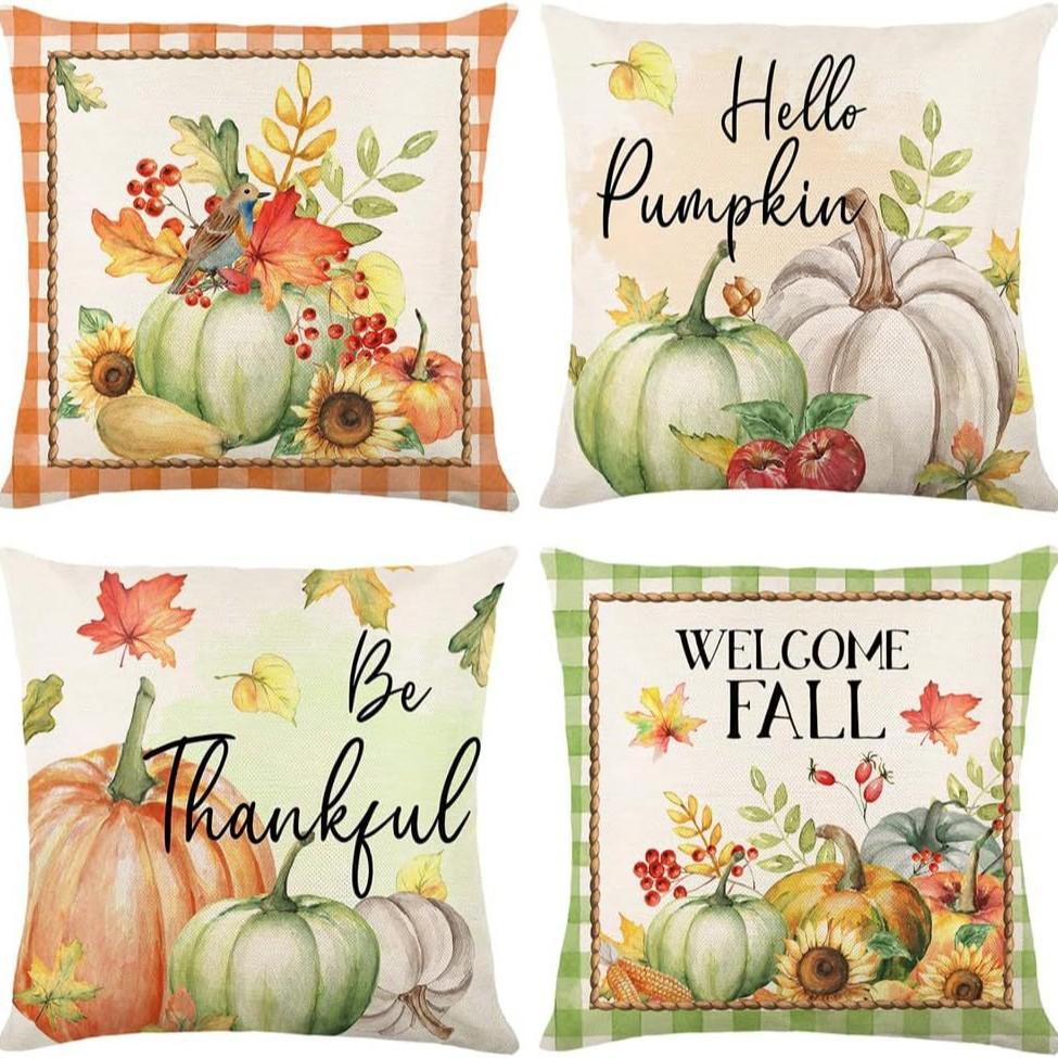 Autumn Thanksgiving Pumpkin Maple Car Line Printed Pillow Clothes Quilt Cover Room Decoration Sofa Cushion