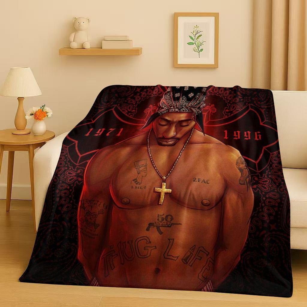 3D Rap Tupac 2pac Hip-Hop Music Rapper Catnap Flannel Blanket,Soft Plush Throw for Home Bedroom Bed Sofa Cover Kid Gift Picnic