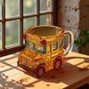 Yousheng School Bus Shaped Glass Mug 10oz Novelty Drinking Cup for Kids Collectors Fun Vehicle-Themed Beverage Container