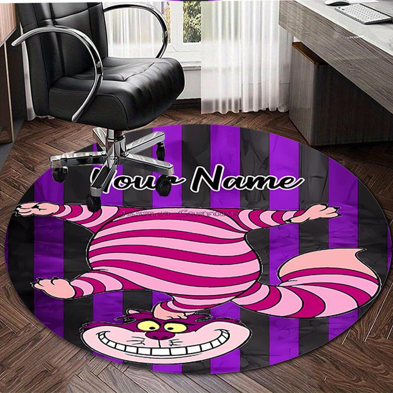 Personalized Cheshire cat Round Chair Office Rug - Perfect for Mat, Office Chair & More - Ideal Gift for Birthdays and Holidays