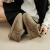 Australia Platform Mini Winter Snow Boots Women Sheepskin Fur Wool Fluffy Designer Mule Ankle Warm Shoes Mustard Seed
