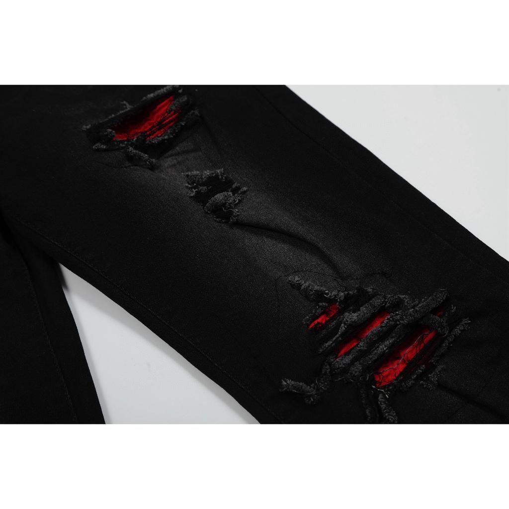 M51 Amiri Мужские и женские модные джинсы в американском стиле с тканевыми нашивками, дырками, вышивкой, повседневные и модные брюки в стиле хай-стрит