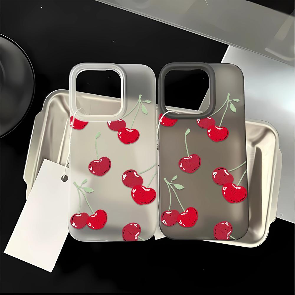 Чехол для телефона с рисунком «Вишня» для IPhone 17 13 15 11 12 14 16 Pro Max Air 7 8 Ударопрочный Прозрачный Чехол Силиконовый Мягкий Funda