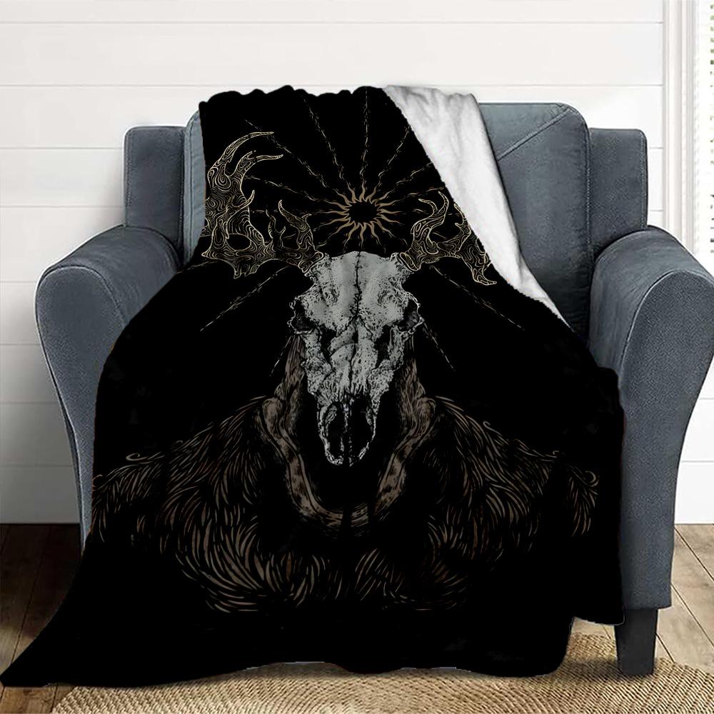 Deer Skull Flannel Blanket Throw Blanket Soft Warm Sofa Bed Camping home Decor Unique Christmas Gift C92671