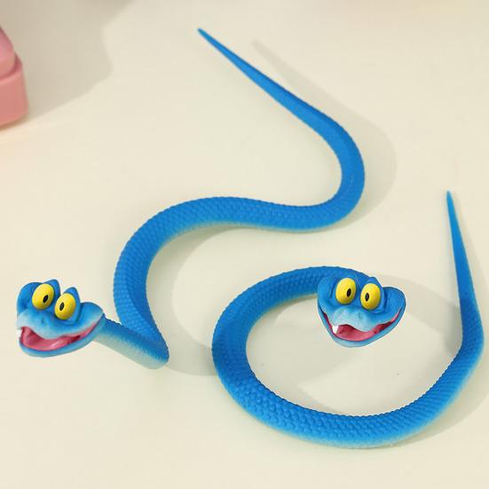 Cartoon Blue Snake Toy Realistic Poseable Snake Figurine Desk Fidget Toy Home Office Desktop Decoration Ornament Collectible Gift
