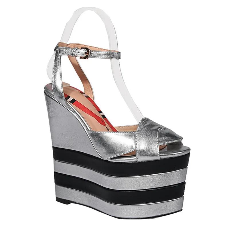 2024 Новые сексуальные туфли на высоком каблуке с рыбьим ртом, женские модные туфли на толстой подошве, босоножки на танкетке для вечеринок и клуба, на платформе, на высоком каблуке