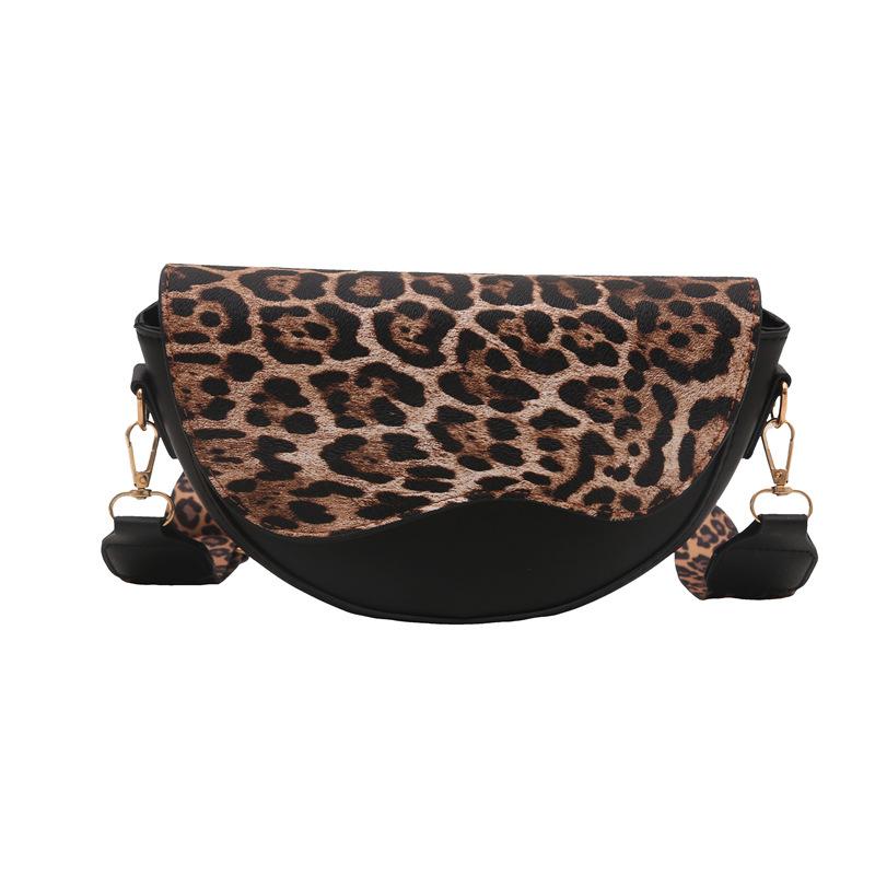 Niche Design Simple Saddle Bag Trendy Universal Small Square Bag Wide Плечевой ремень Leopard Print Single Shoulder Messenger Bag