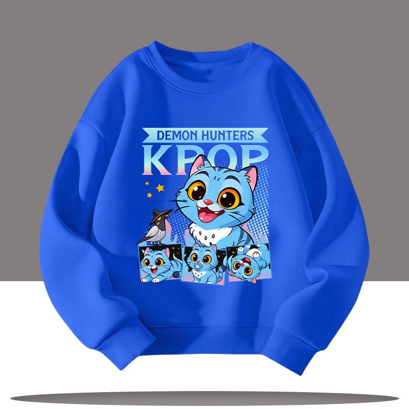 Детская одежда K-pop Охотники на демонов Мультяшный принт 3-12 лет Новый стиль Детская спортивная футболка с круглым вырезом Милый повседневный топ для девочки