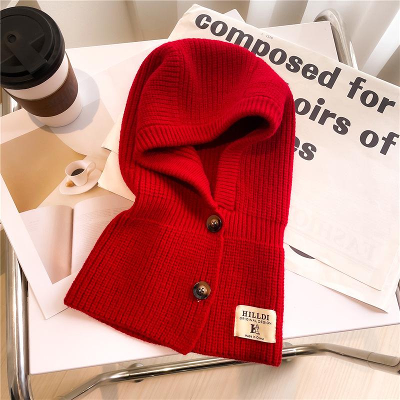 Зимний шарф, теплая вязаная накидка на шею, шерстяная шапка, балаклава, однотонный шарф