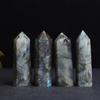Natural Labradorite & Gray Moonstone Hexagonal Prism Crystal Ornament