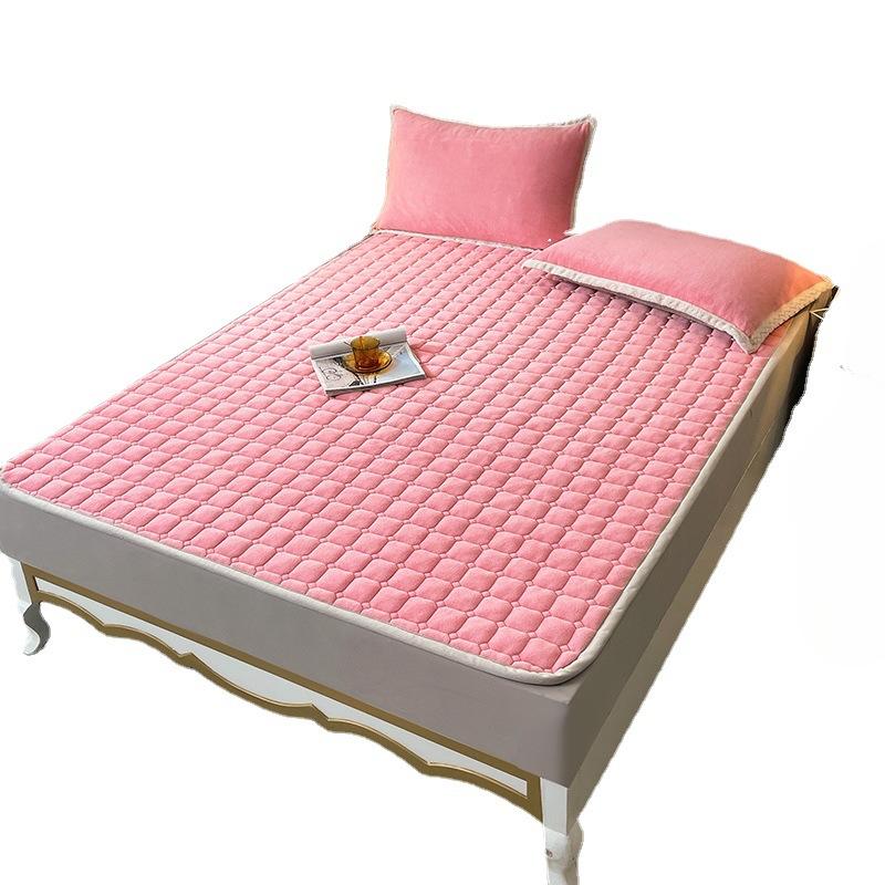 Новый молочный бархатный стеганый матрас, фланелевый утолщенный однотонный коврик-татами, защитный коврик для матраса