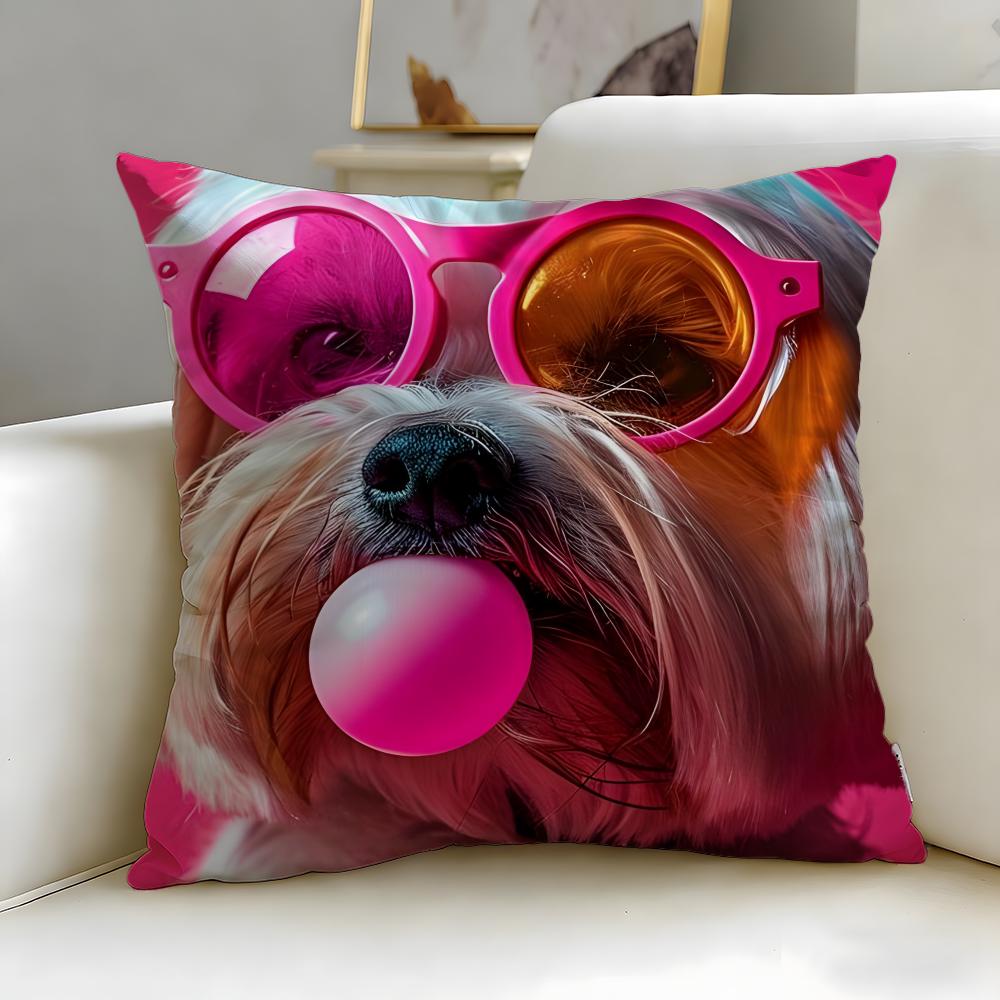 Мультяшная наволочка с изображением корги в очках. Мягкая и легко стирающаяся. Подходит для дивана, кровати, путешествий и офиса.