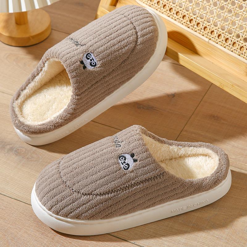 Новые хлопковые тапочки из овечьего хлопка для женщин зимой, домашняя теплая и утепленная обувь с мультяшной подошвой на толстой подошве для мужчин зимой
