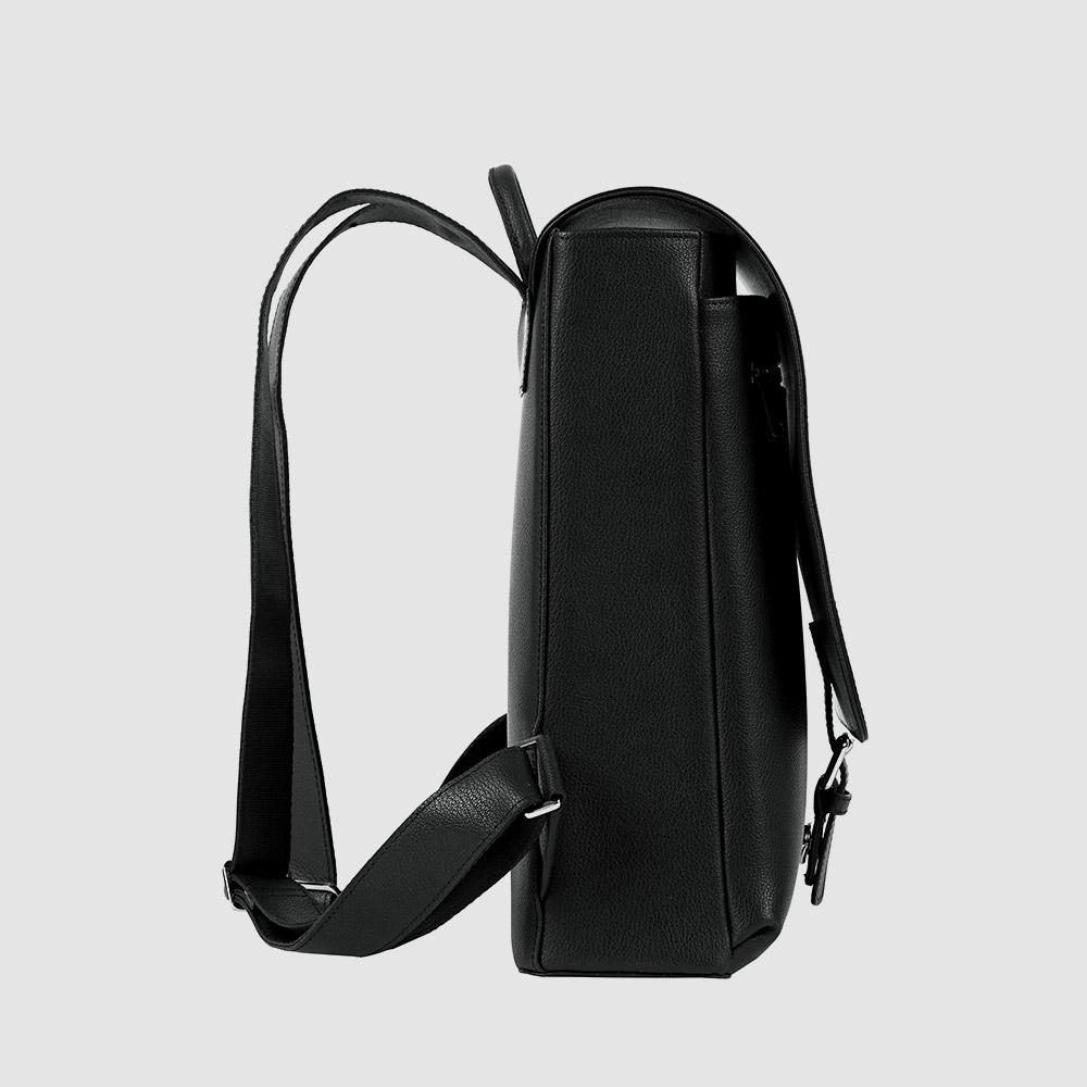 Lotuff Simple Leather Backpack Lo-7473 Bk Black