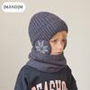 Children's Hat Winter Fleece Scarf Set Knitted Wool Hat Boys Warm Ear Protector Pullover Hat