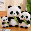 Cute Flowery Panda Doll Holding Bamboo Red Panda Plush Toy Home Decoration Living Room Sofa Gift
