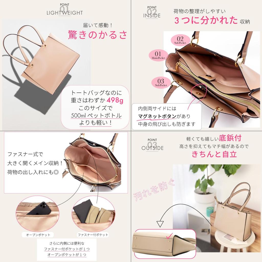 Сумка-тоут, легкая, совместимая с форматом А4, сумка для деловых поездок, компактная сумка A0011 [ANDSHIN] для женщин (дуб)