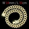 Pffee 14mm 50 60cm Cuban Chain Men Hip Hop Necklace Y2K Women Iced Out Rapper Jewelry Luxury Rhinestone Paved Miami Rhombus