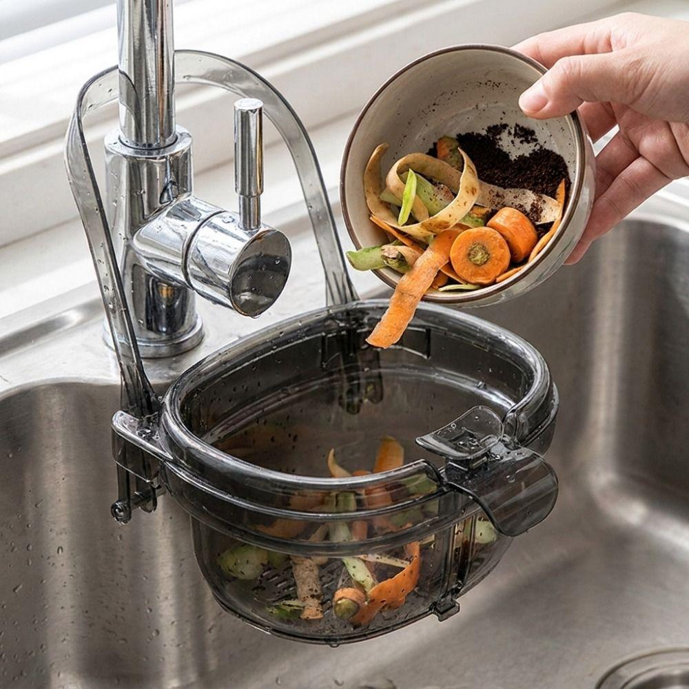 Нажимной сливной корзина для кухонной раковины, предотвращающая засоры, из прозрачного пластика, подвесная корзина для мусора, откидная заслонка-щелчок, большая вместимость
