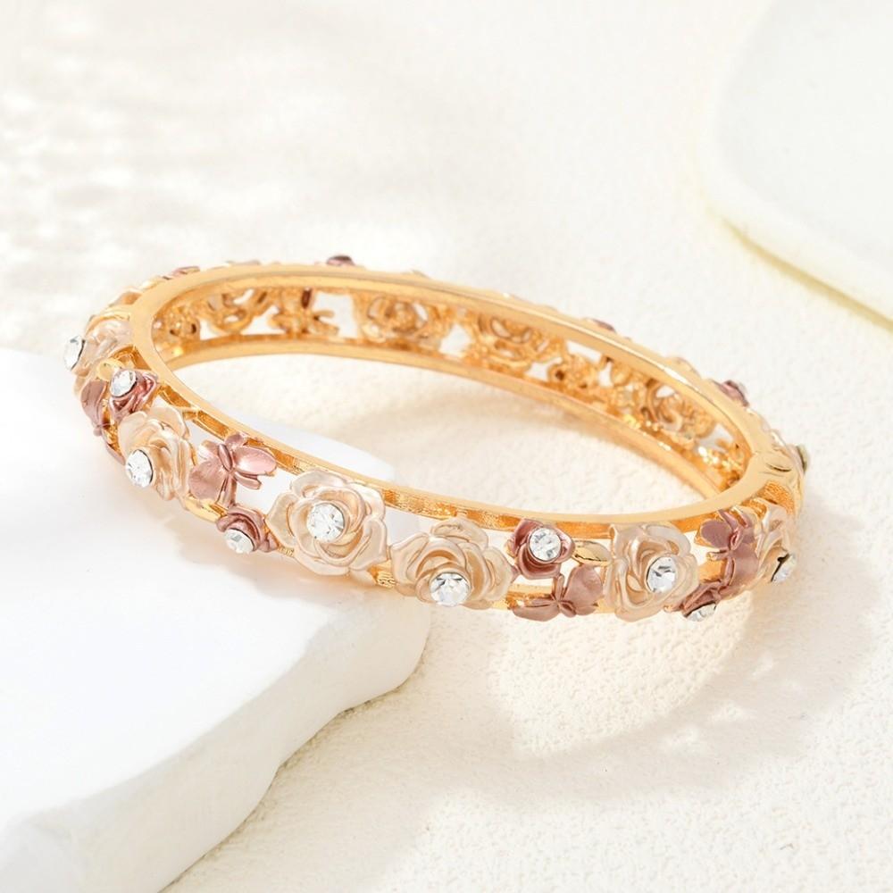 Traditional Filigree Enamel Bangle Rhinestone Women's Wrist Jewelry Daily