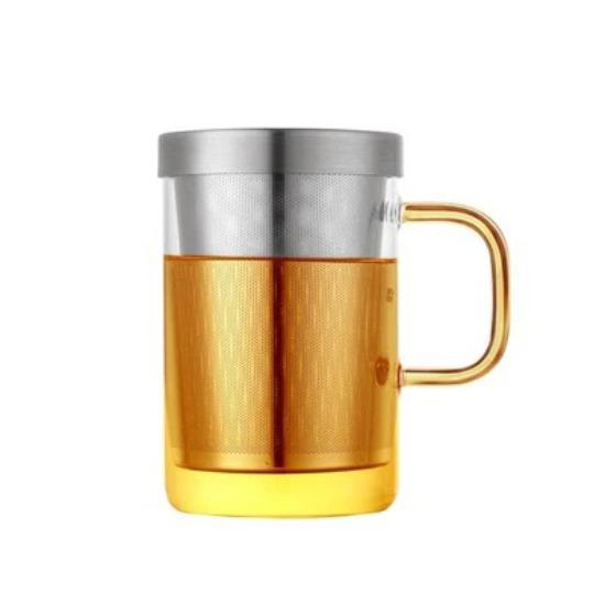 500 мл стеклянная кружка для заваривания чая, большая кружка для чая из боросиликатного стекла с заварочным устройством из нержавеющей стали, кружка для кофе для дома и офиса, посуда для напитков