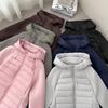 Women's Hooded Long Sleeve Coat Fitted Casual Lightweight Puffer Jacket for Winter Wear