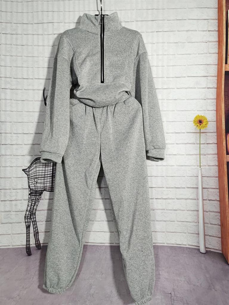 Женский флисовый костюм-двойка из свитера осень/зима 2023 г.: Европейская и американская уличная мода