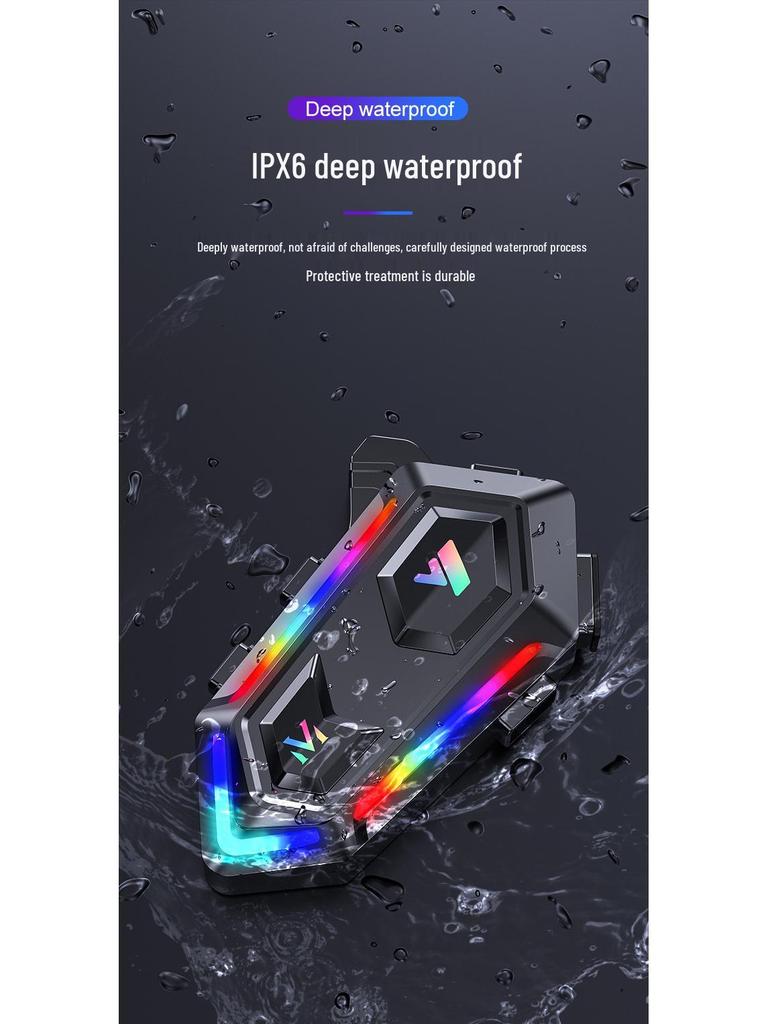 Водонепроницаемая Bluetooth-гарнитура для шлема Y20 с RGB-подсветкой и мощным басом