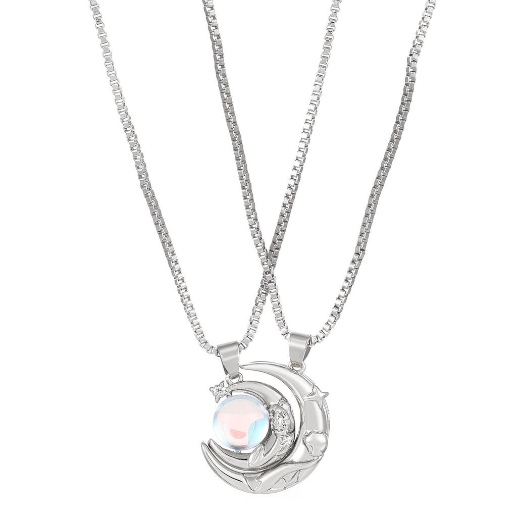 Магнитное ожерелье для пары «Солнце и Луна» – Кулон с проекцией на 100 языках