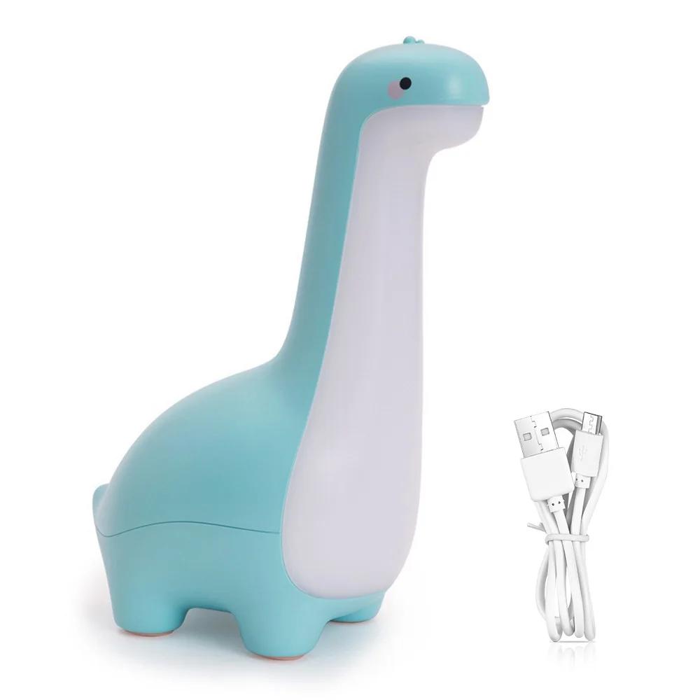 Dinosaur Night Light for Kids - USB Rechargeable LED Nursery Lamp with 3 Colors, Cute Cartoon Bedside Feeding Light & Sleep Aid
