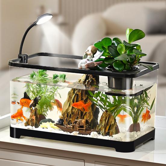 Plastic Fish Tank Small Betta Fish Tank with Hanging Basket Household Aquarium Turtle Tank