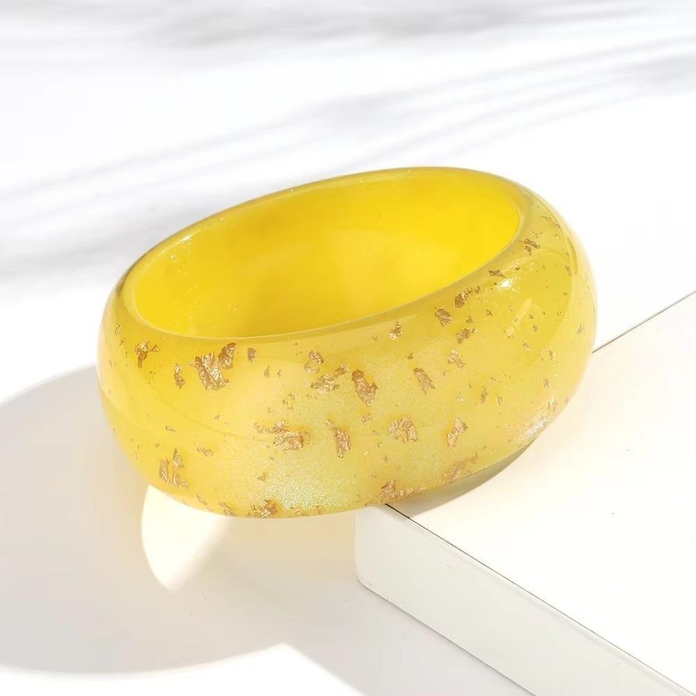Gold Foil Round Bangles Glitter Resin Bangles Trendy Wide Bangles for Women