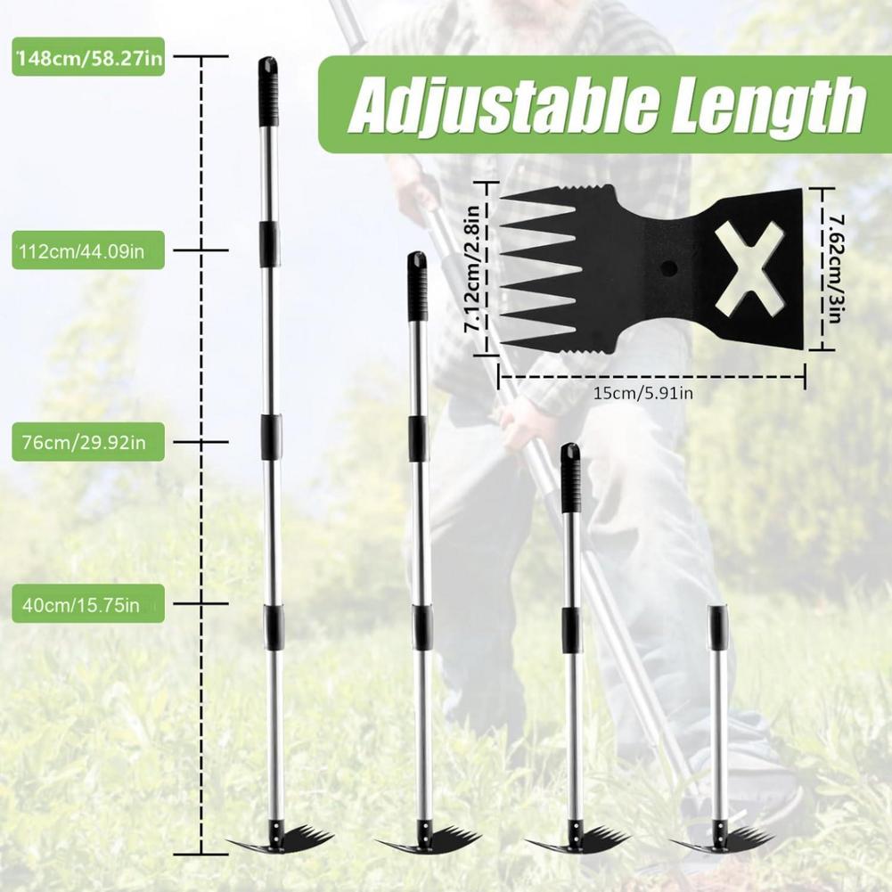 Инструмент для удаления сорняков 2 в 1 с длинной ручкой, ручные грабли для сорняков и мотыга, инструмент для удаления сорняков с корнем для двора, патио, газона, сада
