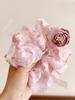 1pc Rose Flower Bow Lace Edge Large Intestine Hair Ring, Spring Elegant Flower Head Rope, High-end Ponytail Delicate Head Rope