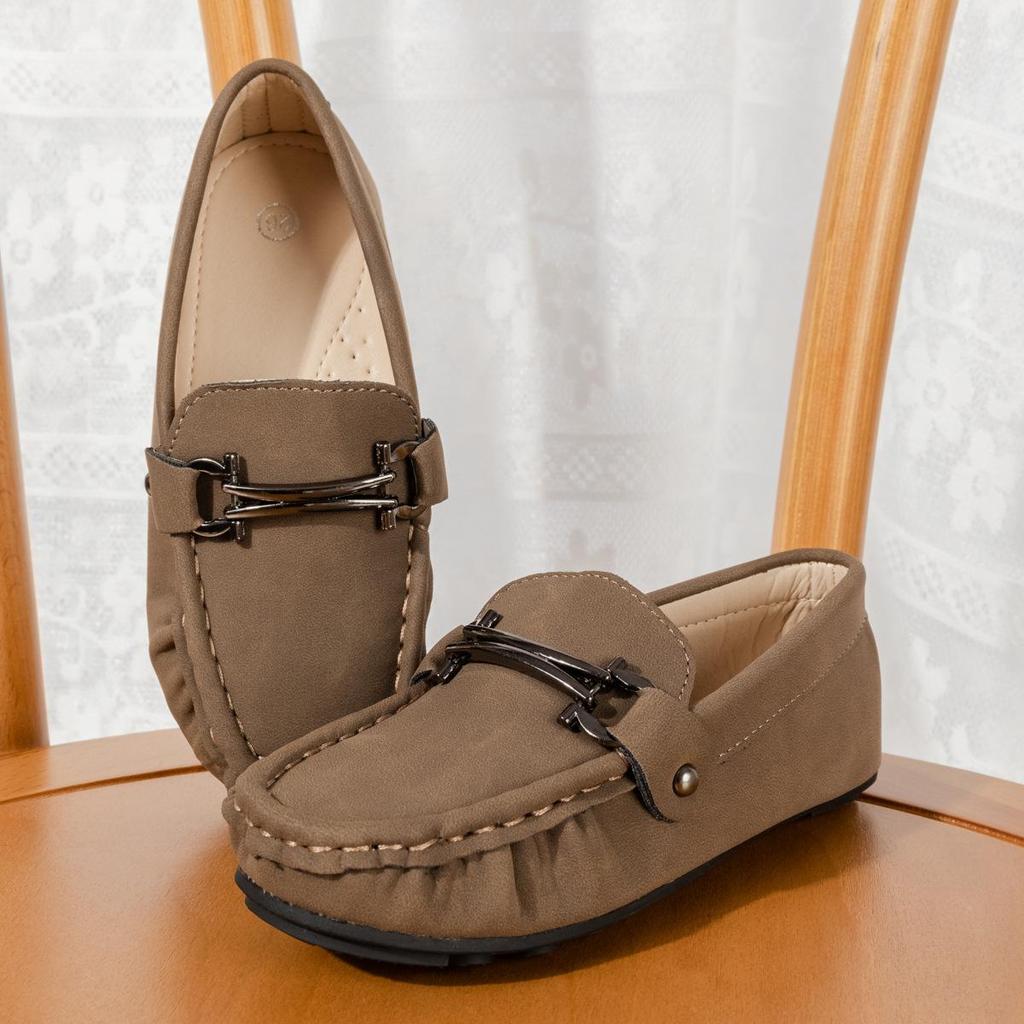 Модные повседневные кожаные туфли для мальчиков в корейском стиле с нескользящей подошвой - мягкая подошва, удобные для осени и зимы