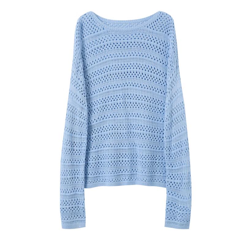 Sancai 2025 Autumn Loose Fit Hollow-Out Knit Sweater