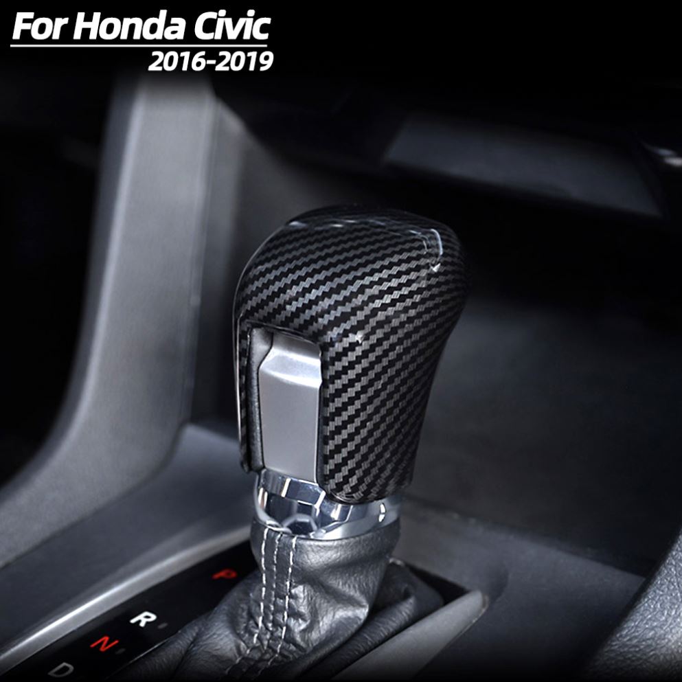 Для Honda Civic 10-го поколения 2016-2019 Накладка на ручку переключения передач ABS Углепластик Отделка рычага автоматической трансмиссии CVT Автоаксессуары
