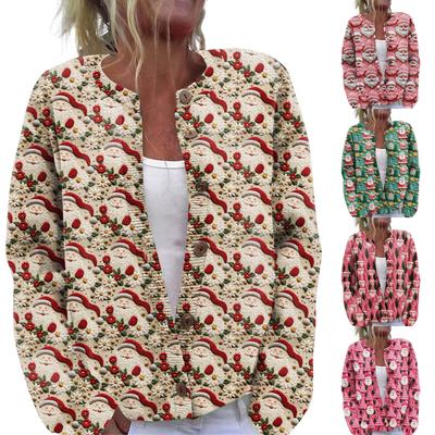 Женский рождественский свитер Милый забавный рождественский свитер Осень и зима Свитер с длинным рукавом вязаный