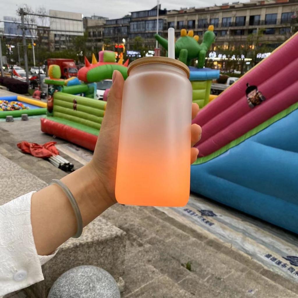 3D Printing Glass Straw Cup Thermal Sublimation Gradient Frosted Coke Mason Cup
