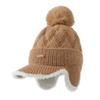Japanese Big Head Fence Wool Ball Knit Hat for Women's Fashion and Versatile Warm Hat Plus Velvet Ear Protection Wool Hat