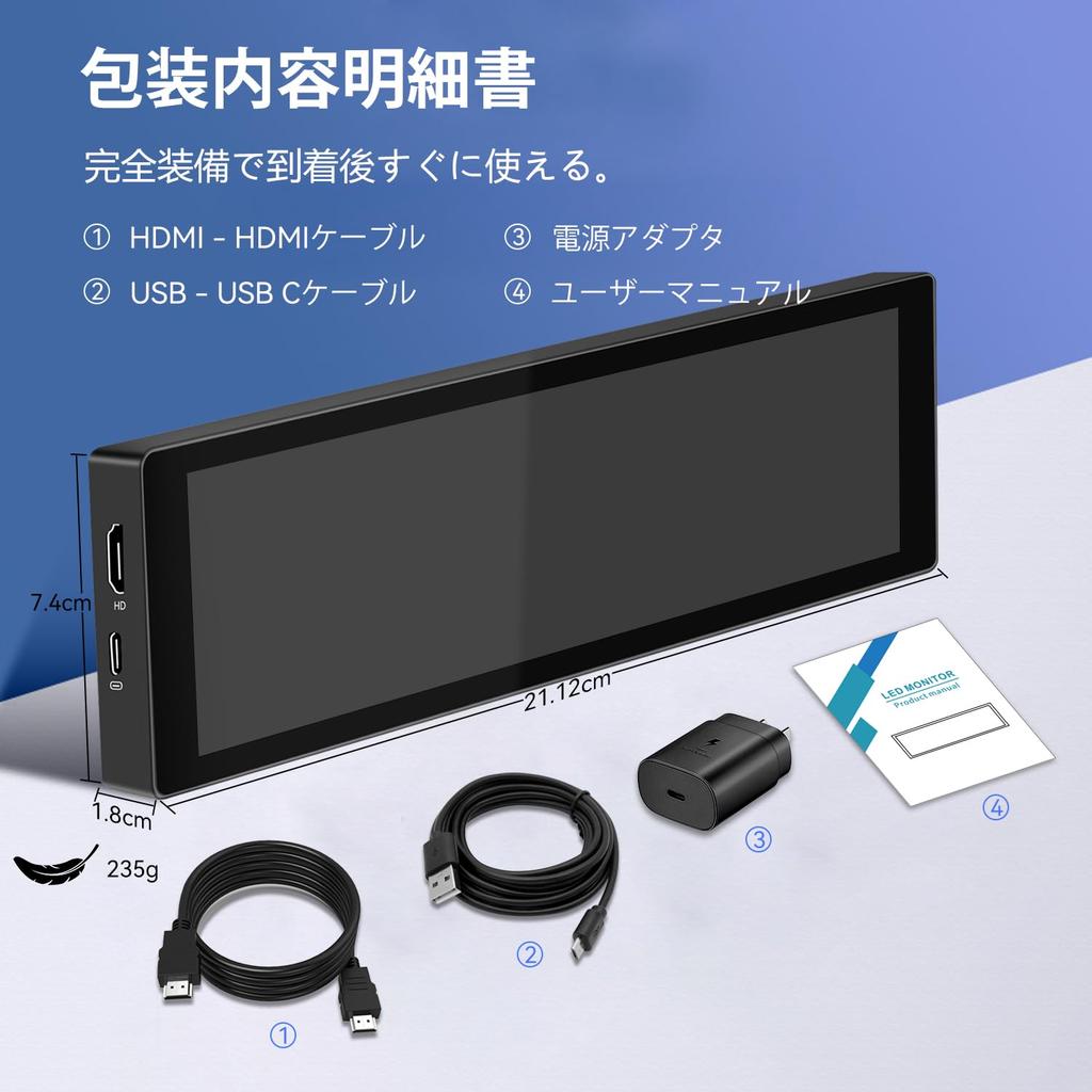 Маленький сенсорный мобильный монитор дюймов HD 1280x400P Мини портативный монитор AIDA64 ПК ЦП ОЗУ Монитор данных HDMI USBC IPS Яркость Подставка 7.8