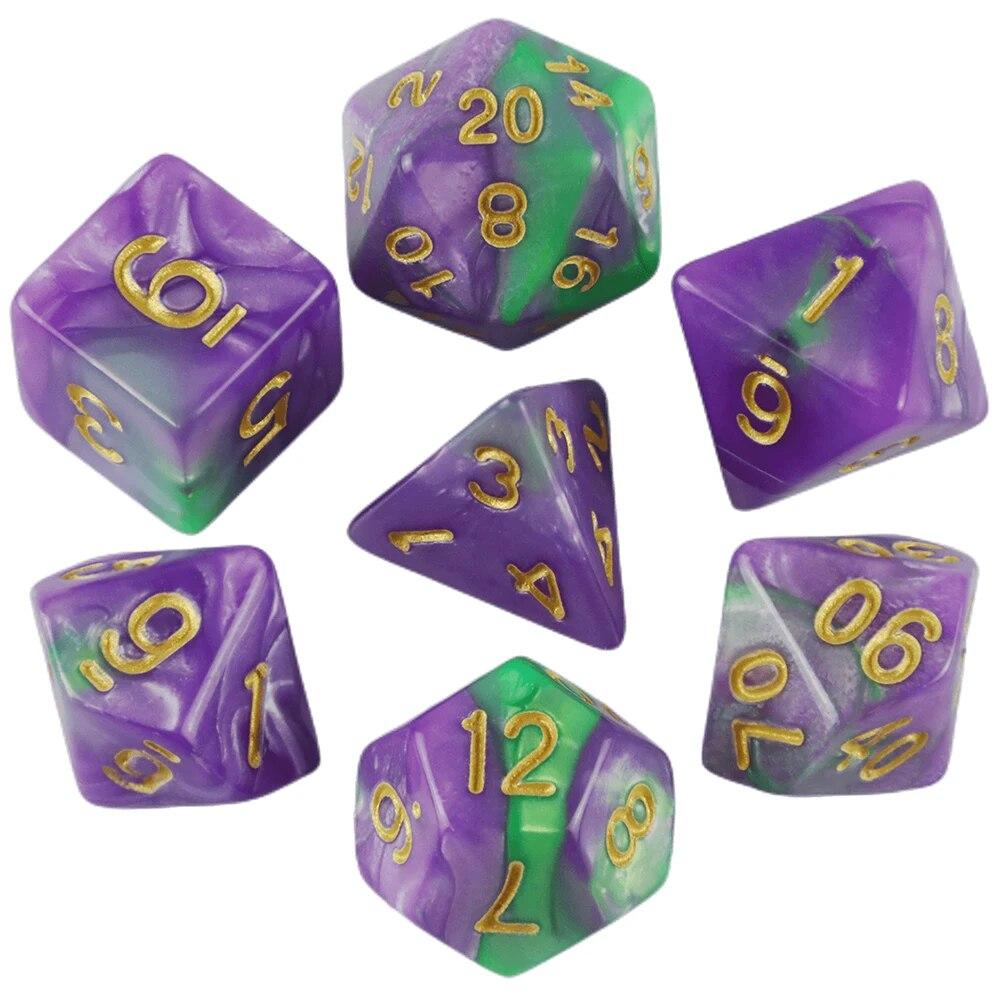 7шт игральные кости с мешком DnD d4,d6,d8,d10,d%,d12,d20 многогранные детали настольной игры RPG