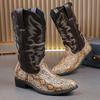 Мода Новая Зимняя Мода Высокие Топы Змеиная Кожа Микс Ковбойские Сапоги в Западном Стиле Для Мужской Повседневной Роскоши Брендовая Обувь Высокие Кроссовки Zapatos Hombre