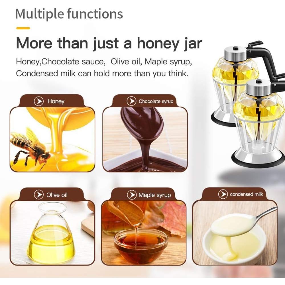 Стеклянный диспенсер для меда в форме ромба, 200 мл, большая емкость, многофункциональный флакон для масла, диспенсеры для уксуса и соуса, кухонный инструмент