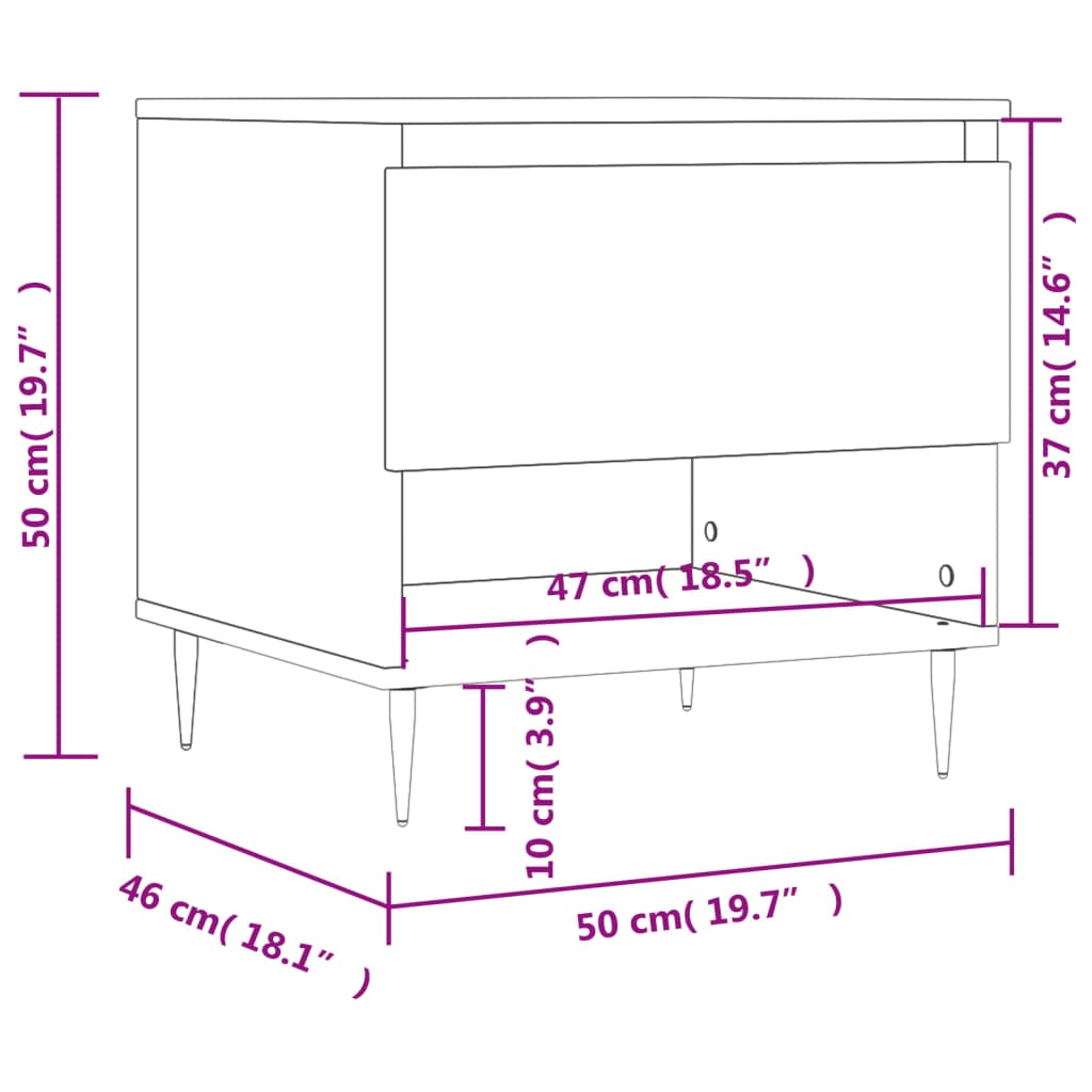 Coffee Table White 50 x 46 x 50 cm Particleboard