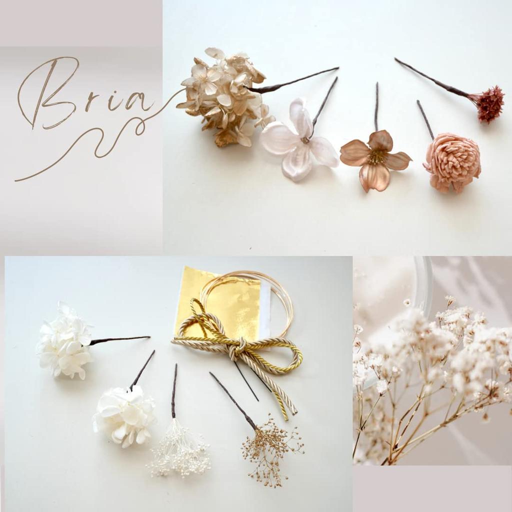 Ornament Specialty Shop Hair Ornament for Dried Flowers with Gold Leaf and Rope Ribbon [Hair Bria] Coming-of-Age Ceremonies, Graduations, Weddings,