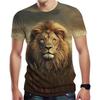 Летний топ с круглым вырезом и 3D-принтом в виде льва, модная повседневная мужская футболка с коротким рукавом