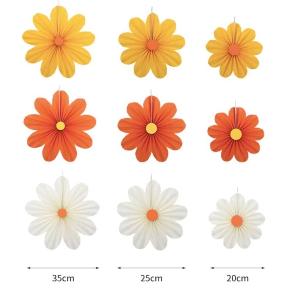9Pcs/Set Hanging Ornaments Artificial Paper Flowers Decorative Birthday Decor Supplies