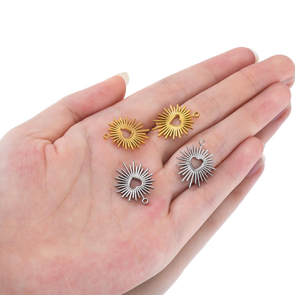 5pcs Stainless Steel Bohemian Launch Pendants for Necklace Love Heart Charms DIY Jewelry Making Supplies